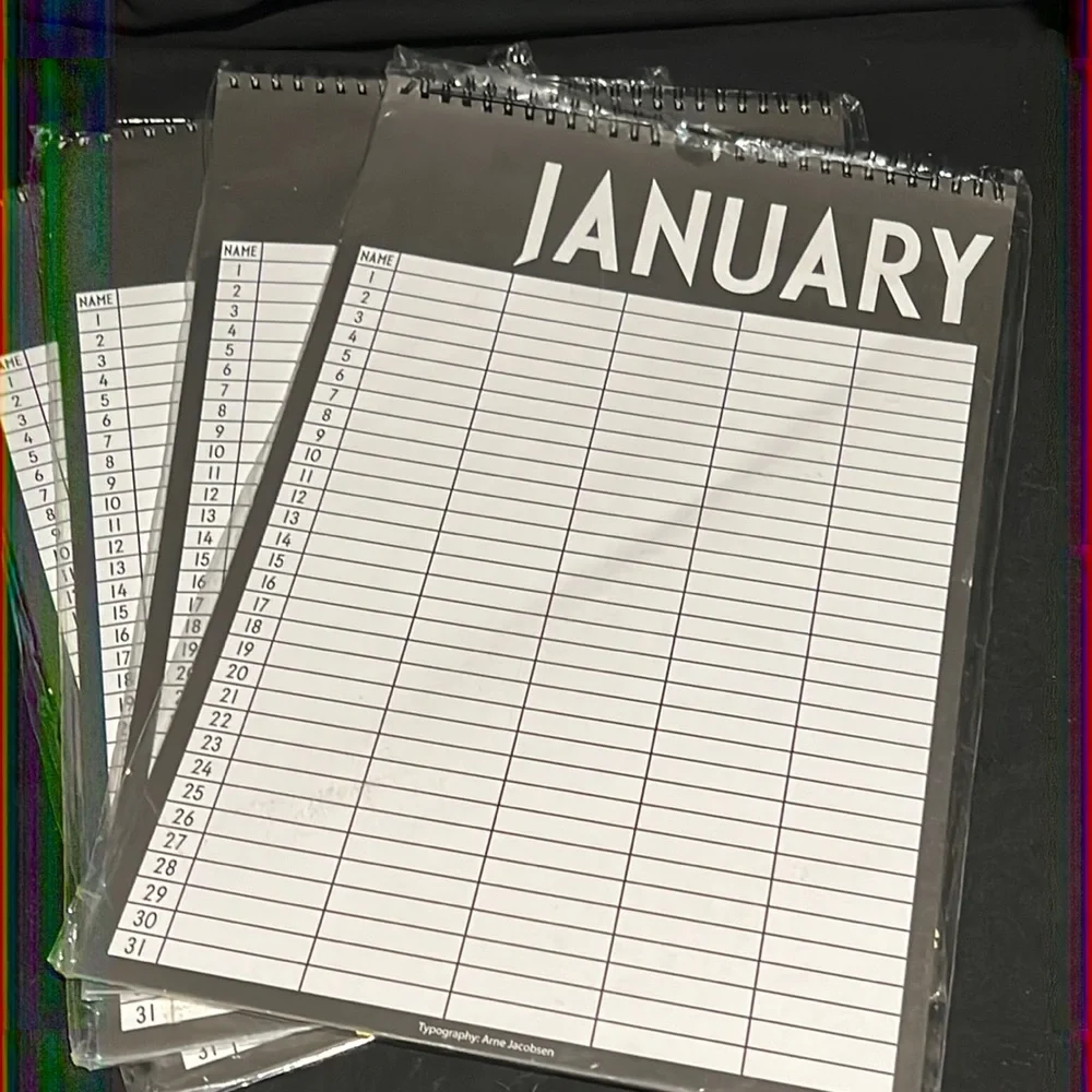 DESIGN LETTERS + Arne Jacobsen - monthly planner typography by Arne Jacobsen
